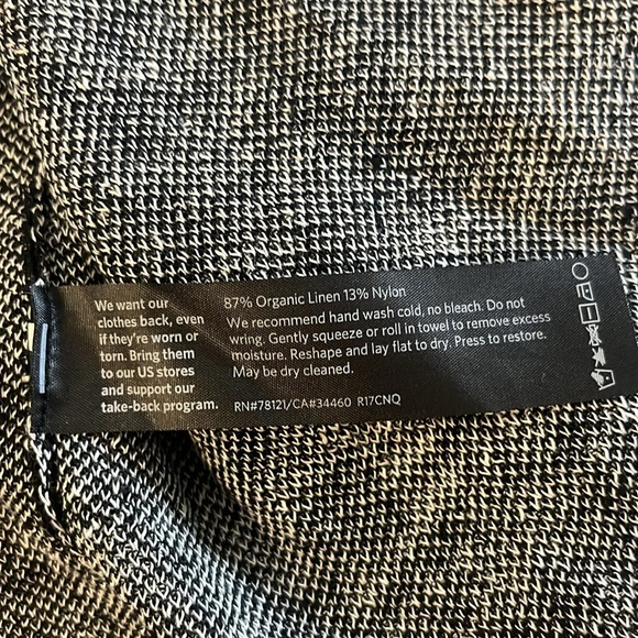 EILEEN FISHER black shadow lightweight organic linen open front cardigan sweater - Picture 3 of 6